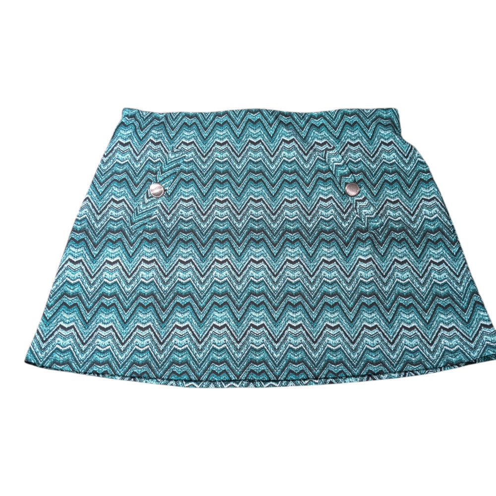 Messini  - Chevron Pattern - A-Line Skirt - Size Large - Green - Preowned Good